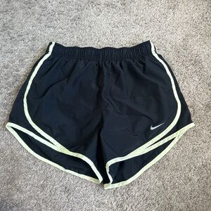 Nike Women's Black and Lime Green Athletic Shorts